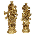 SVARUP Brass Radha Krishna Idol Living Room Showpiece in Gold Color Height 9 Inch