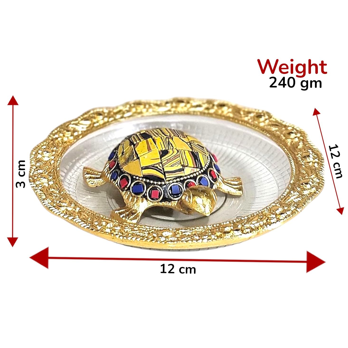 KridayKraft Kachhua (Turtle) with Glass Plate for Vastu Feng Sui,Kachua Yantra for Good Luck & Evil Eye Protection,Metal Tortoise Staute Animal Showpiece Figurine & Gifting Items...