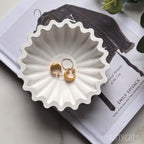 Kittycat® Handmade Aesthetic Fluted Trinket Tray Bowl | Minimalist Jewellery & Ring Holder | Multipurpose Candle Jar, Soap Dish & Vanity Organizer | Modern Home Decor Gift (Off-White)