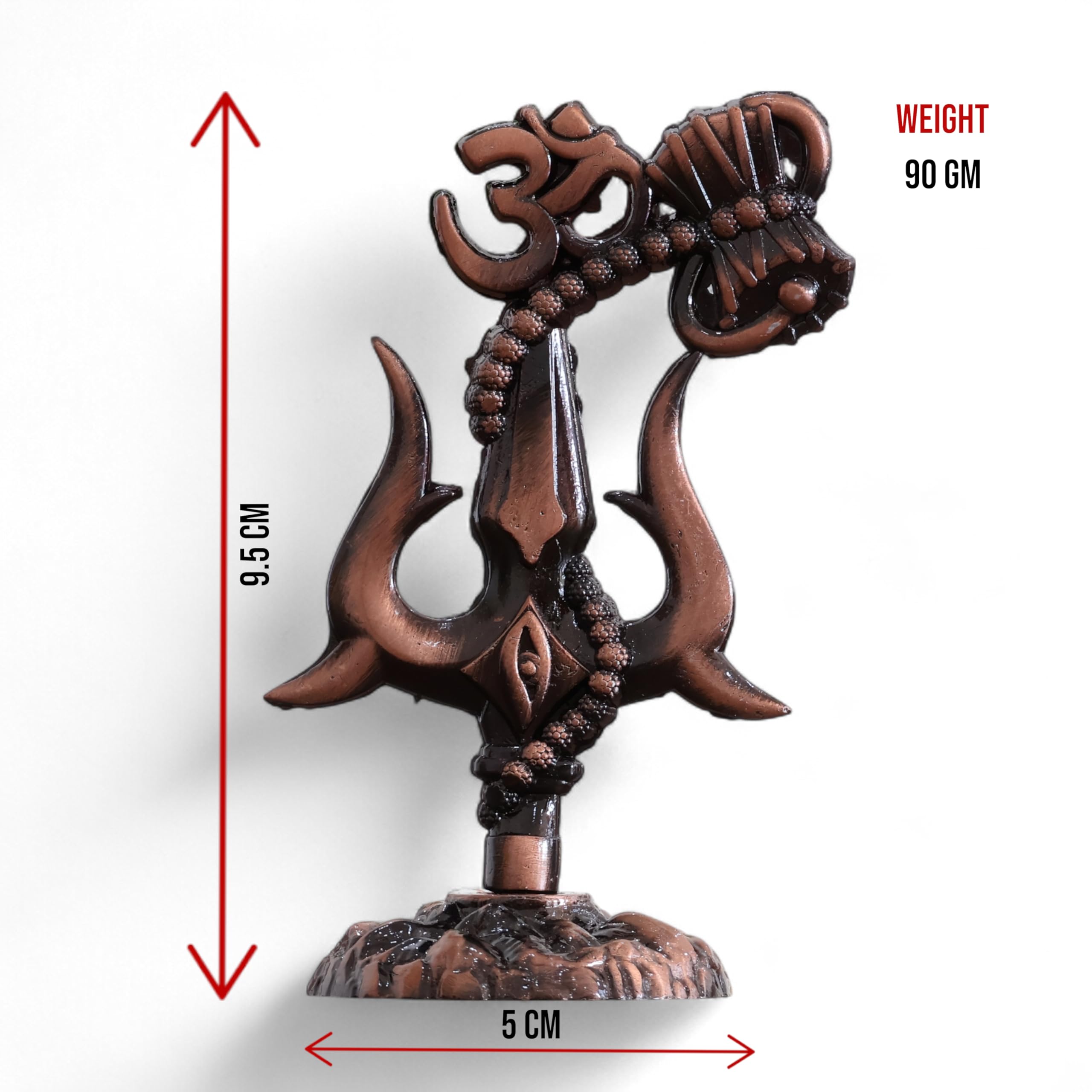 KridayKraft Metal Shivshakti Om Trishul Damru Rudaksha Mala Idol Symbol Statue. (Copper Antique Finish)
