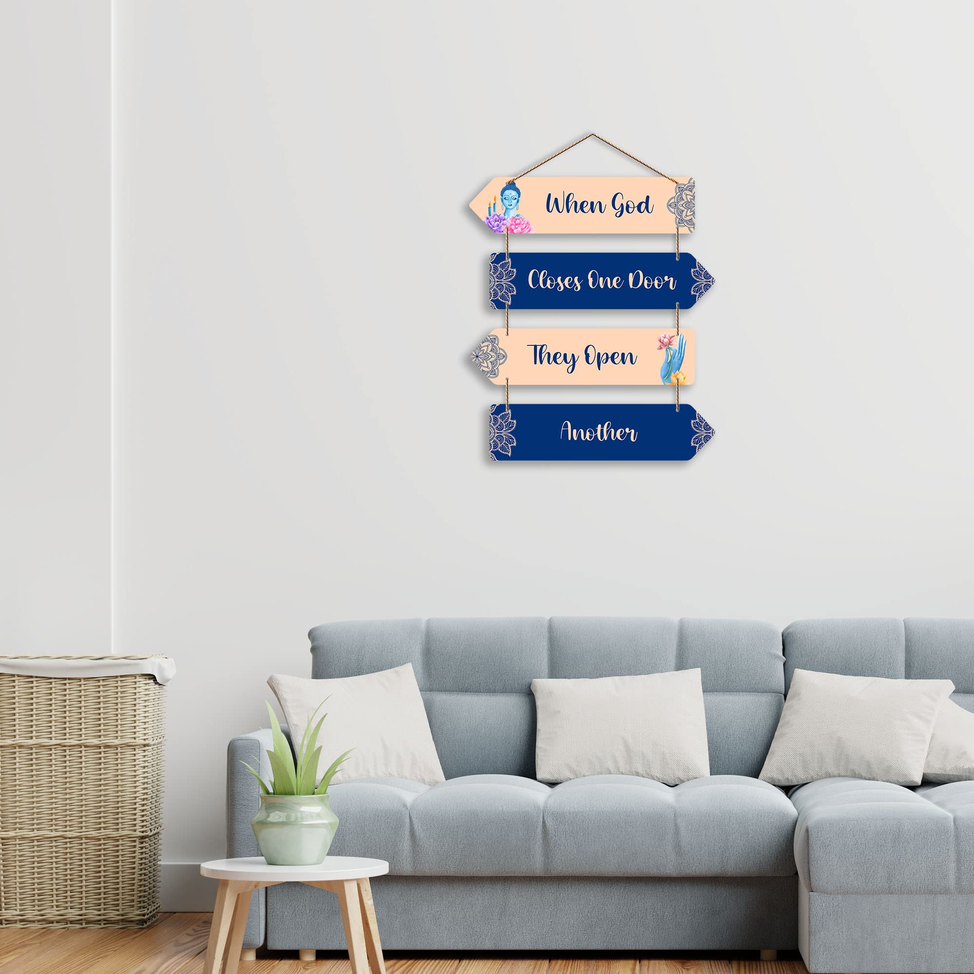 Artvibes When God Closes One Door They Open Another Decorative Wall Hanging Wooden Art | Quotes Decor Item | Wall Accent | Office Decor | Inspirational Quotes Wall Art | Mdf Wall Decoration(WH_4402NN)