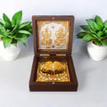 DK trades® Gold Plated Laxmi & Ganesh Ji for Pooja Box - Premium Gold Laxmi & Ganesh Ji for Pooja Box | Pocket Temple Laxmi & Ganesh Ji with Charan Paduka| Unique Home, Office Gift