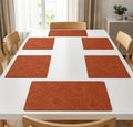 Yelona Premium Faux Leather Placemat Set of 6 | Printed Floral Design, Waterproof & Heat Resistant Table Mat | Non-Slip, Washable for Dining, Kitchen & Home Decor (Brown, 43 x 30 cm) Kafalo