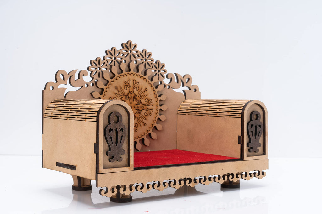 GSTORE MDF Wooden Sihasan jula for God | Home Decore God Throne in Wooden Cutout Board |