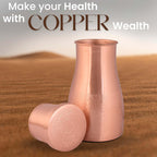 Tambra Copper Bedroom Jar with Inbuilt Glass | Carving Design | Handcrafted, Leakproof, Jointless | Ayurvedic Benefits, Antioxidant Properties | 1200 ml (Pack of 2)