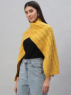 Ravaiyaa - Attitude is everything Reversible Wool Scarves Knitted Pattern Women Neck Wraps Muffler Winter Wool Scarf 65 x14 Inch (Yellow)