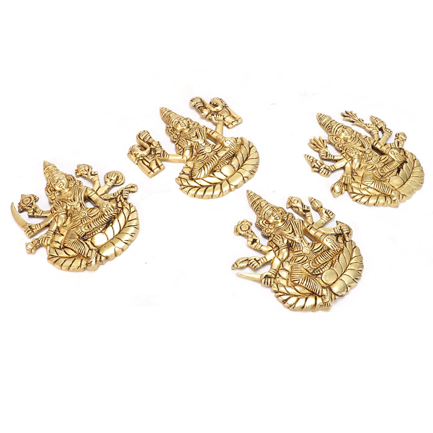 SVARUP Brass Goddess Ashtalakshmi Statue Wall Hanging Ashta Lakshmi (Set of 8) Asthalakshmi for Diwali Puja Mandir Gift (11x14 cm)