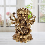 ARTVARKO Brass Idol Gayatri MATA Sitting on Lotus, Savitri Hindu Goddess, Mother of Vedas, for Puja Mandir Temple Gift Decor 9 Inches