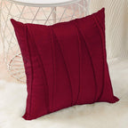 Khooti Velvet Striped Cushion Cover Pack of 1-32 x 32 / 81 x 81 cm | Red | Soft Pillow Covers Cushion Case for Sofa Bedroom Livingroom Chair Car, Cushion Cover with Zig Zag Pattern
