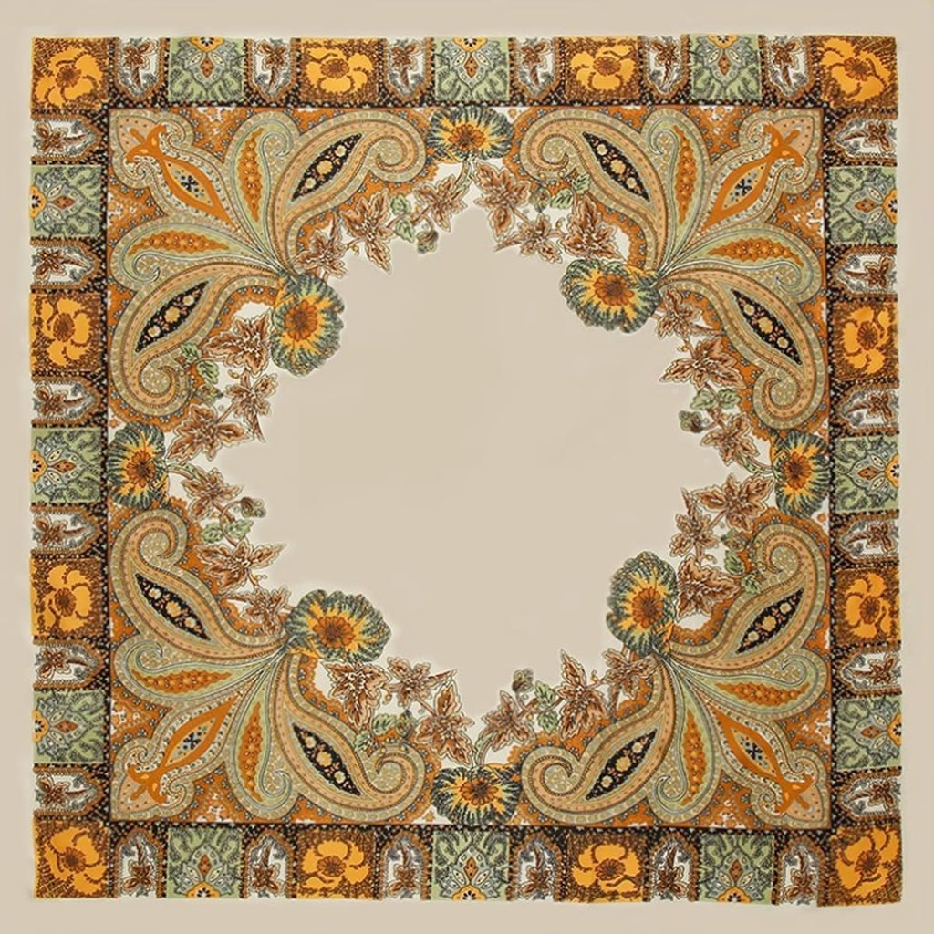 AstonAndia Silk-Like Square Scarf for Women, 90 x 90 cm Printed Head Scarf