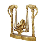 SVARUP Brass Ganesha on Jhoola Ganesh Swing Decor Showpiece Handcrafted Statue 8 Inch, Gold 1 Pcs Standard