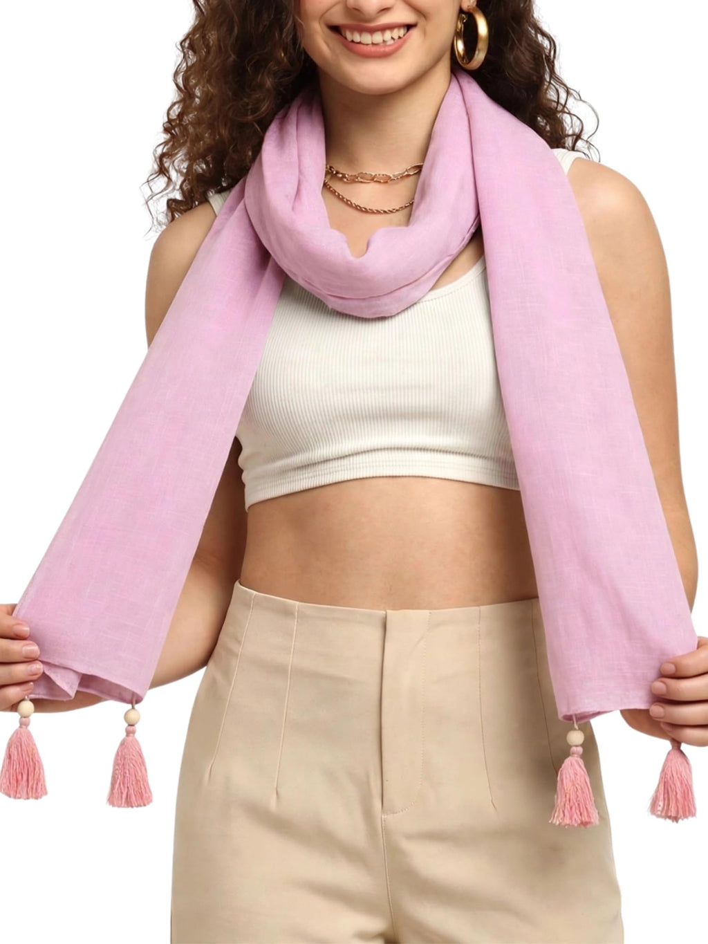 KE KANHA EXPORTS Cotton Scarf|Scarf for Women|Cotton Stole|Soft Beach Wrap|Tassel Design|Easily fits 180 * 50cm