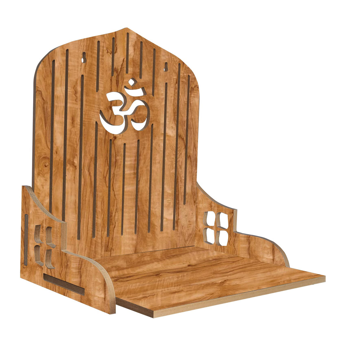 LINGAZ Wooden New Wall Mounted Hanging Puja Temple Stand for Home, Shop and Office