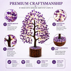 LXOMES Amethyst Crystal Tree, Natural Amethyst with Golden Wire, 10 Inch