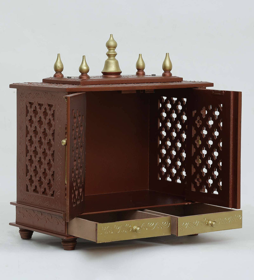 Jodhpur Handicrafts Mango and MDF Wood Home Temple Showpiece, 20x12x24 Inch, Copper and Golden