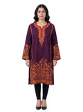 PASHMINA PARADISE Kashmiri Woolen Phiran | Traditional Kashmiri Motifs | Paisleys, Floral Vines & Ornamental Borders | Phiran for Women-Free Size | Deep Maroon (Deep Mroon)