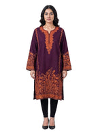 PASHMINA PARADISE Kashmiri Woolen Phiran | Traditional Kashmiri Motifs | Paisleys, Floral Vines & Ornamental Borders | Phiran for Women-Free Size | Deep Maroon (Deep Mroon)
