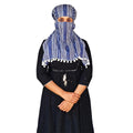 Switchon Scarf Hijab Rayon Printed fancy scarf for women Size Adjustable -Hook loop tape (Blue_White)