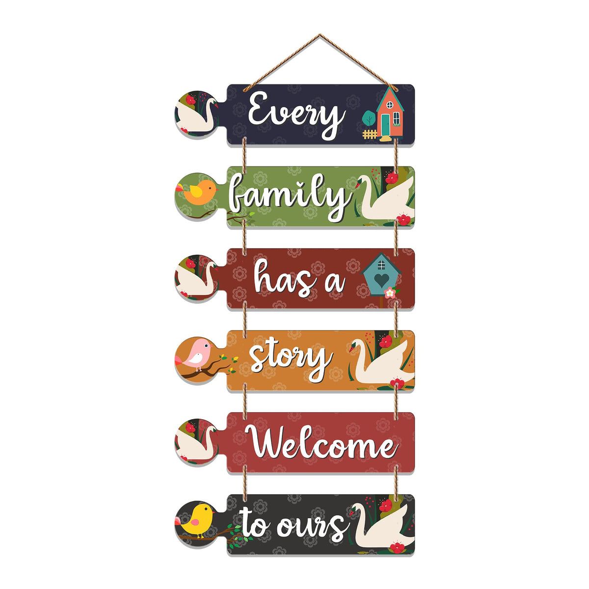 Artvibes Every Family Has A Story Welcome To Ours Wooden Art Decoration item for Home | Wall Art For Hall | Family Quotes Wall Hanging | Wall Poster | Quotes Decor Item | Wall Art Print (WH_6004N)