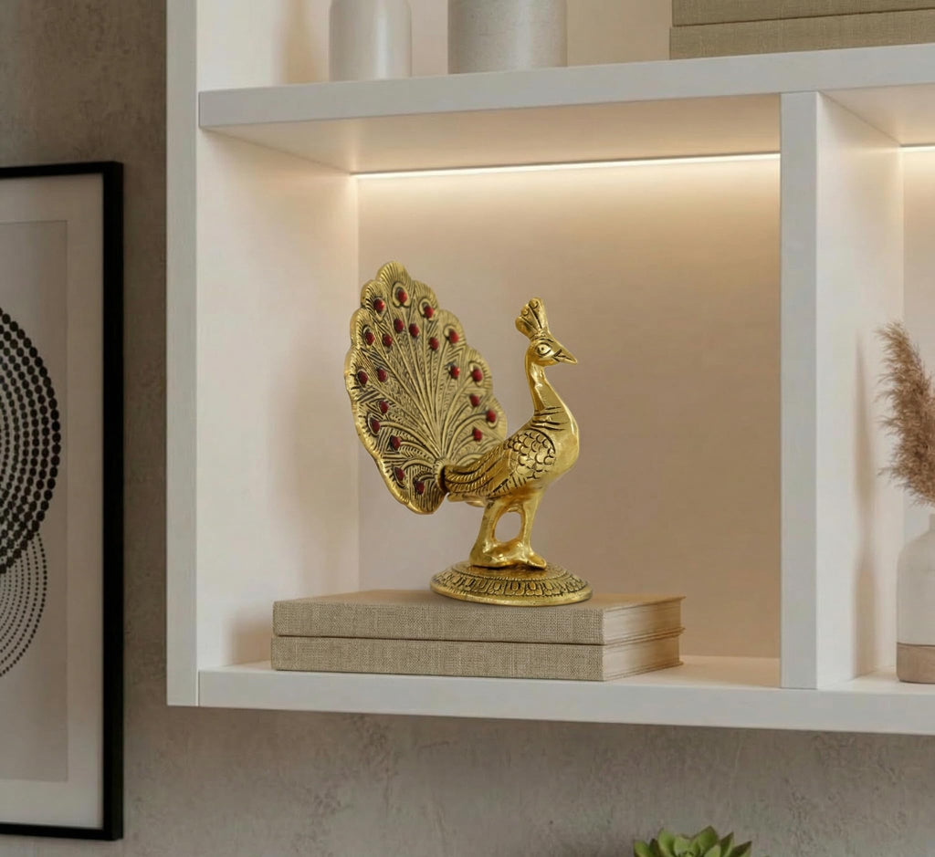 KridayKraft Peacock Metal Statue Idol Decorative Showpiece Feng Shui As Table Top Figurine for Living Room Bedroom Home Office Décor for Decoration & Gifting Purpose