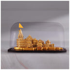 Artarium Ram Mandir Ayodhya Model with Acrylic Glass Cover & Wooden Base (7.25 Inch), Ram Lalla Temple Replica Decorative Showpiece for Home Decor, Pooja Room, Office & Gift
