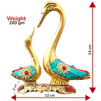 KridayKraft Love Birds Swanset Pair of Kissing Duck Metal Statue,Love for Romantic Gift to Boyfriend,Girlfriend,Decor Your Home,Office,Showcase,Animal Showpiece Figurines. (Stone)