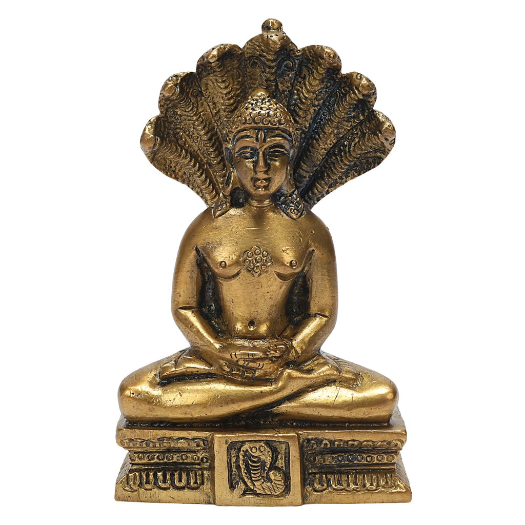 SVARUP Brass Parshvanath Tirthankara Jain God Lord Parshwanath Bhagwan JI Statue Figurine Height 5 Inch
