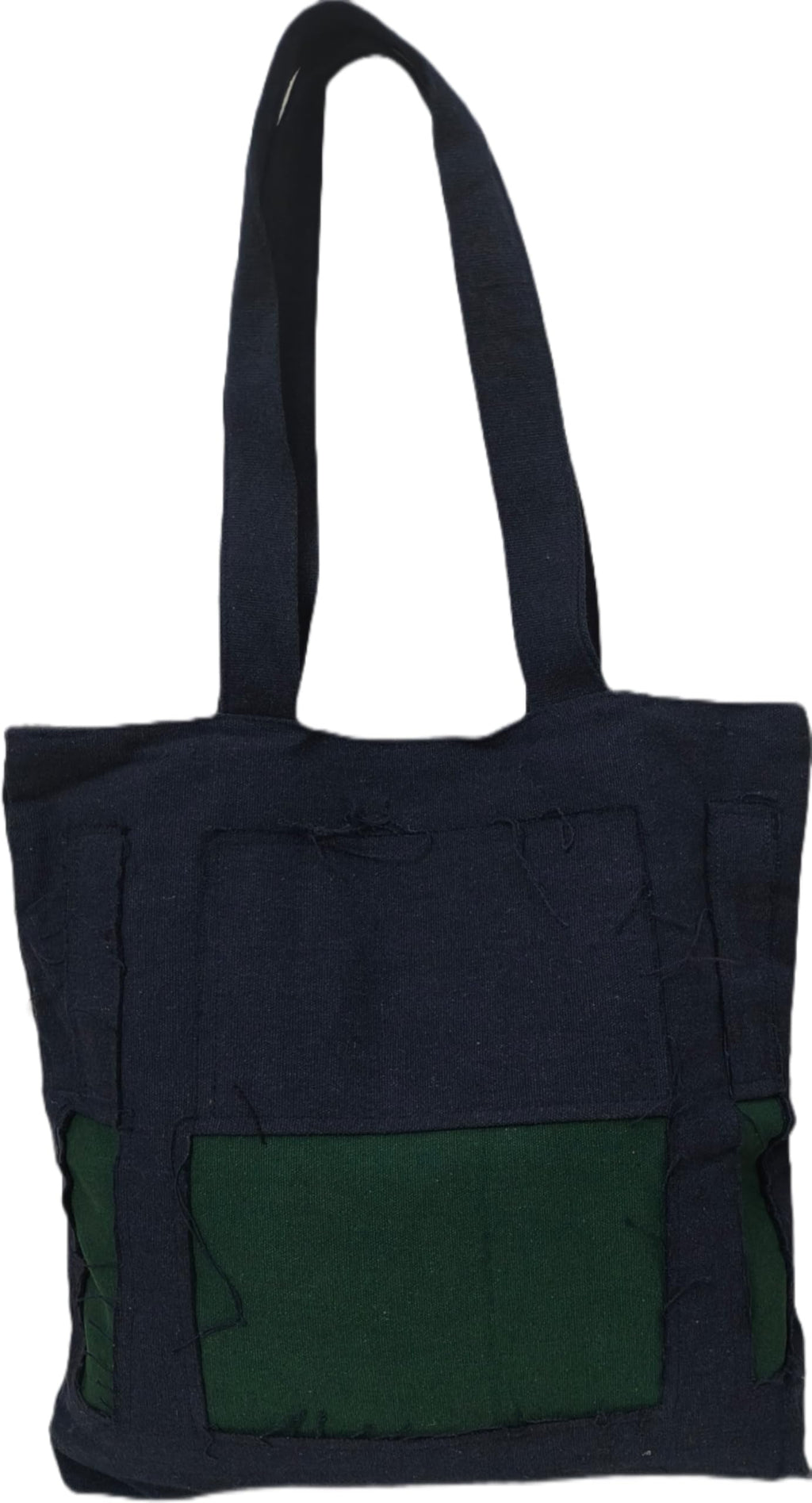 PAPYRUS String Homes Non synthetic,hand made,eco friendly, COTTON CANVAS TOTE bag/L(34X38X8 CM) stylish tote (Dark blue) (Blue Green)