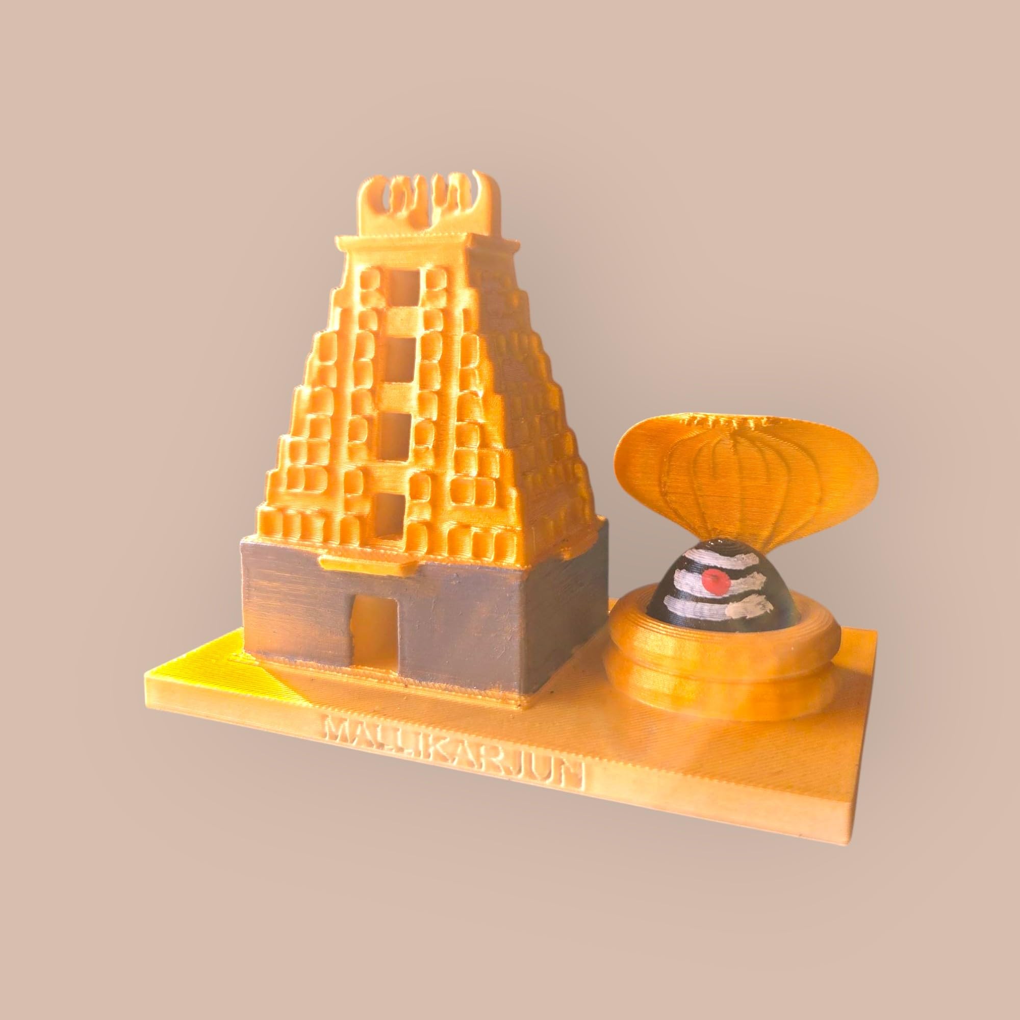 DevaDarshan Mallikarjun Jyotirling Temple with Shivling Idol in one Frame | Mallikarjuna Swamy Temple Replica for Home Decor, Pooja Room, Gifts, and Spiritual Display, Birthday, Showpiece