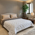 Linen Home Cotton Reversible AC Blanket Double Size Floral Grey Kafalo
