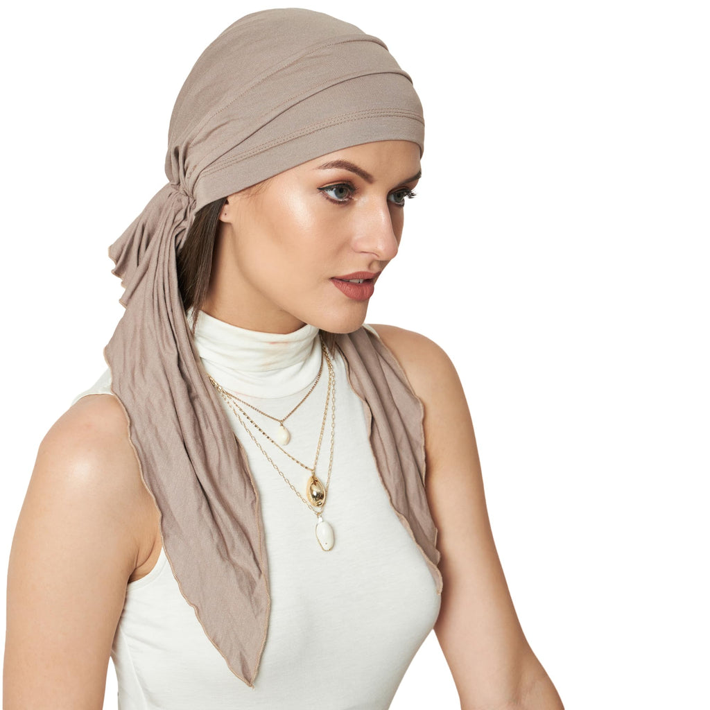 The Headscarves Women Bamboo Pre Tie Scarf (HS107Champagne)