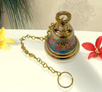 DSH Brass Hanging Bells for Puja Room Decoration Items Hanging Bell for Mandir Temple Decor Ghanti for Mandir. (Blue, H-4.5 Inch)