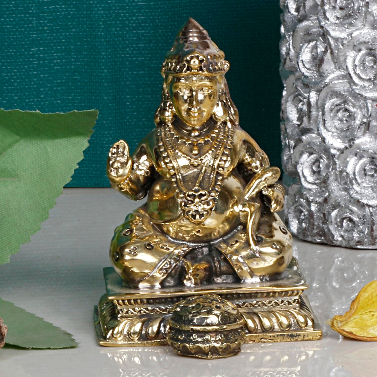ARTVARKO™ Brass Kuber Murti Lord of Treasure Wealth Maharaj Kuber Statue for Tijori Locker Money Safe Kubera Idol Light Weight 3 Inch