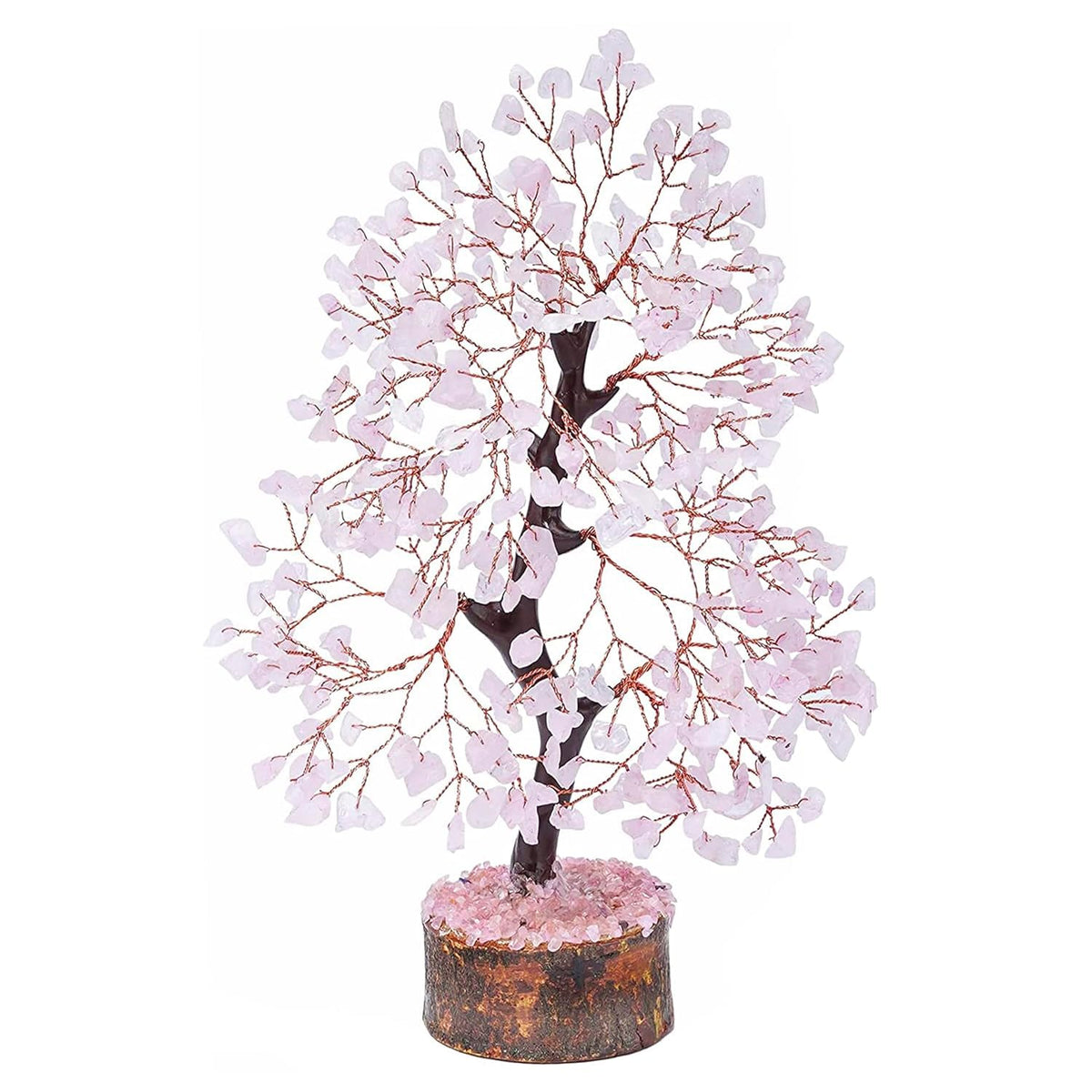 JINALI GEMS Crystal Tree for Positive Energy - Feng Shui Seven Chakra Tree of Life Decor - Home Decorations for Living Room, 200 Beads, 8-10 (Rose Quartz (Copper Wire))