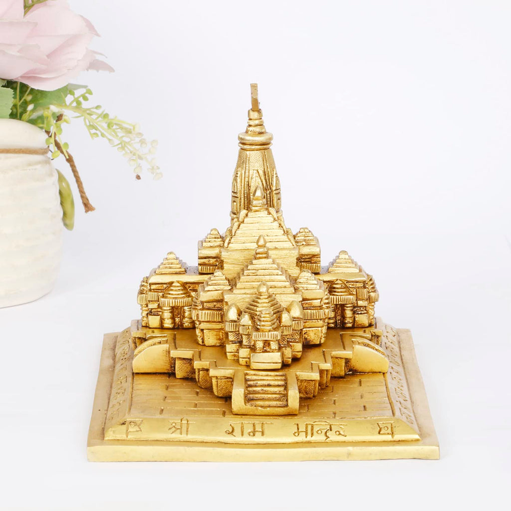 ARTVARKO Brass Shri Ram Mandir Ayodhya Miniature for Home Decor, Temple Gift (7x5.5x5 Inch)