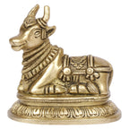 SVARUP Brass Nandi Shiv Ji Parvati Vehicle Bull Statue Idol Shiva Devotee Puja and Decor 3.5 Inch
