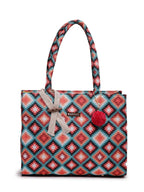 ENSAC Casual Tote Bag With Zipper for Women & Girls | Large Canvas Shoulder Bag, Stylish Designer Handbag, Ethnic Pattern, Spacious, Lightweight, Perfect for Office, College & Shopping