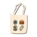 snapiq COTTON 350 GSM Canvas Tote Bag for Women and Girls Thick Fabric with Zipper (Beige, Adventure badge)