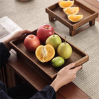 WOOD ART STORE Wooden Brown Fruit Tray | Rustic Tray for Friut Display, Serving, Decoration, Storage Home Decor (Pack of 1)