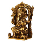 SVARUP Brass Sitting Ganesha Idol in Gold Color Height 8 Inch Weight 1.7 Kg