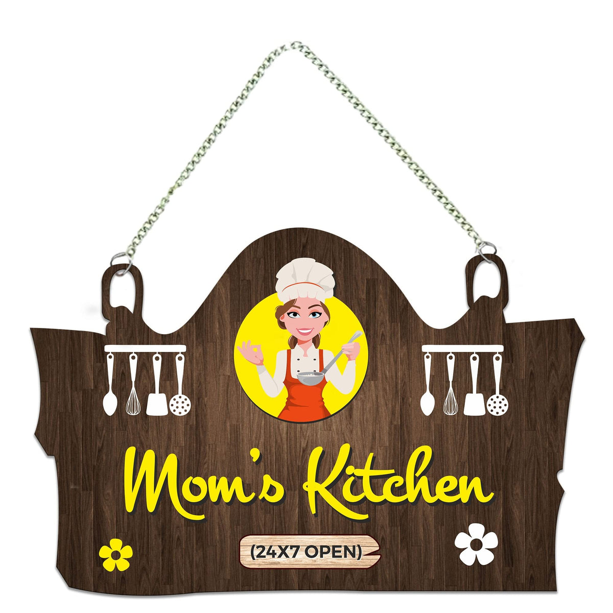 Artvibes Mom's Kitchen Printed MDF Wooden Wall Art For Cafe | Kitchen | Restaurants | Quotes Decor Item | Kitchen Quotes Wall Hanging | Wall Illustrations | Modern Artwork | Gift Items (WH_3716N)