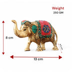 KridayKraft Metal Elephant Small Size with Stone Work for Showpiece Enhance Your Home, Office and Table - Multicolour