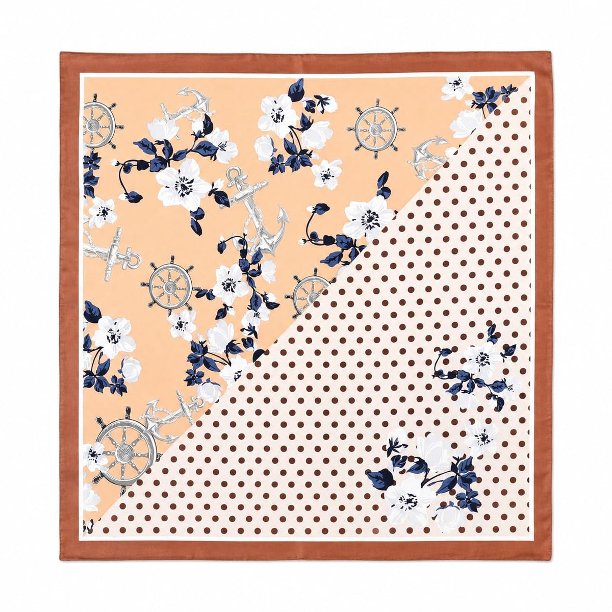ESTA Satin silk-feel Head Scarf for Women Stylish Bandanas for Women Head Neck Stole Wrap flower Polka Print Square Bandana Gift (27.5x27.5inch)