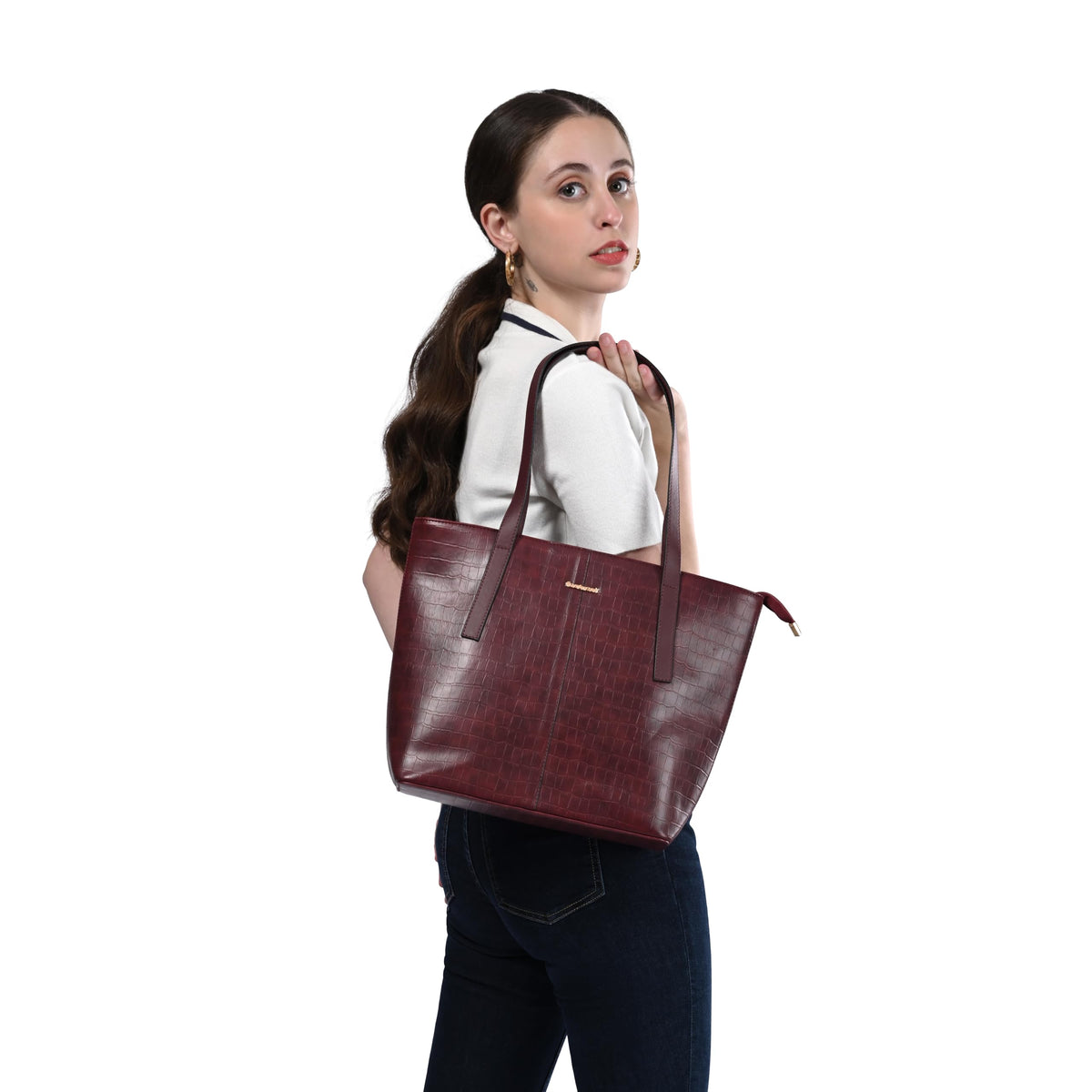 Fastrack Oversized Structured Laptop Tote Bag for Women, Girls and Ladies | Fits Upto 14 Laptop | Handbag for Casual Carry | Office and College Totes