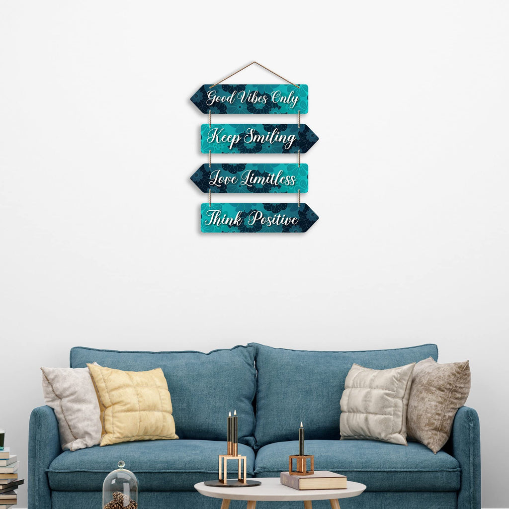 Artvibes Good Vibes Only Keep Smiling Designer Wall Hanging Wooden Art | Quotes Decor Item | Wall Illustrations | Office Decoration Item | Wall Art Print | Inspirational quotes | Gift Items (WH_4406N)