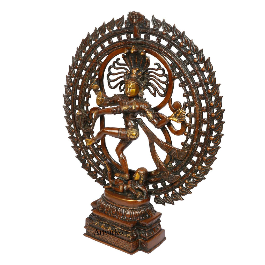 ARTVARKO Pure Brass Big Size Natraj Dancing Idol Natrajan Murti Om Nataraja Shiva Statue for Home Decor Height 24 Inch