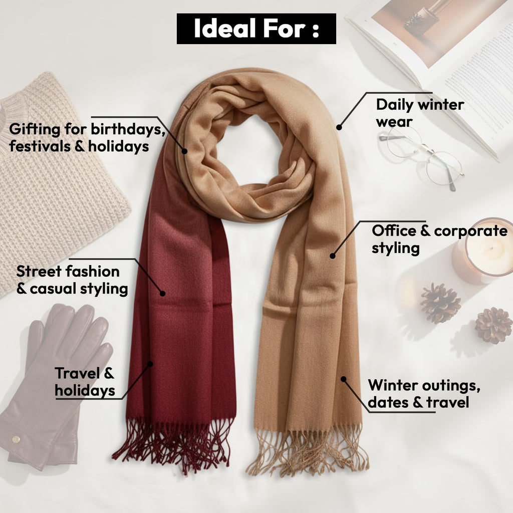 Graziemille Pure Pashmina For Women (Camel Ombre)