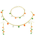 JFL - Jewellery for Less Fancy Tricolour Chain Necklace Set with Matching Earrings and Bracelet for Women & Girls | Handmade Independence Day & Republic Day Jewellery | Fashion Accessories