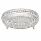SGR Handicrafts Decorative German Silver Tray Set | Handcrafted Designer Gifting & Serving Trays | Premium Metal Display for Home Decor, Festivals & Special Occasions (Set of 4 (6+8+10+12 Inch))