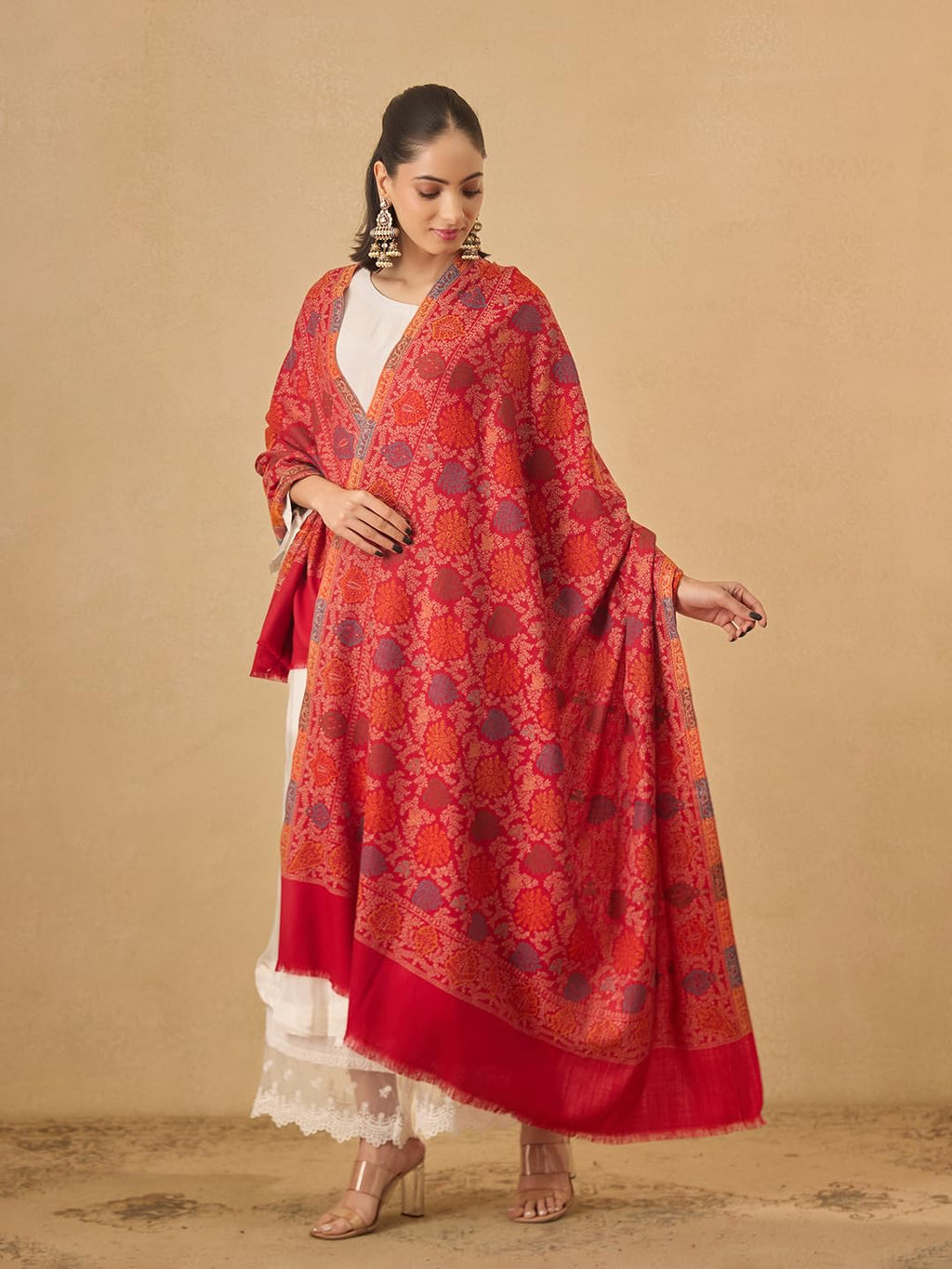 Pashmoda Women Nazrana Kashmiri Jamawar Woven Design Shawl (Size: 40x80in, 101x203cm) SECS57